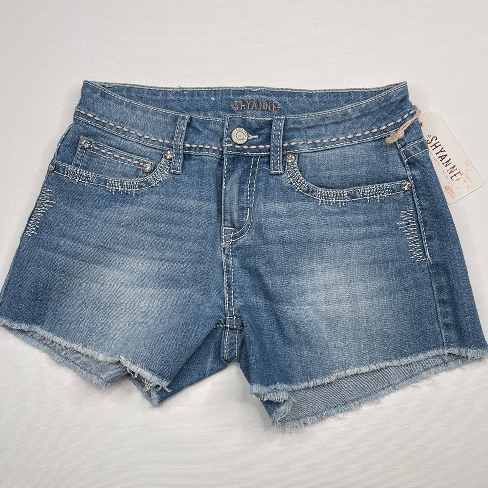 Shyanne Denim Shorts Cowgirl Rodeo Festival Western Jeweled Summer Raw Hem New